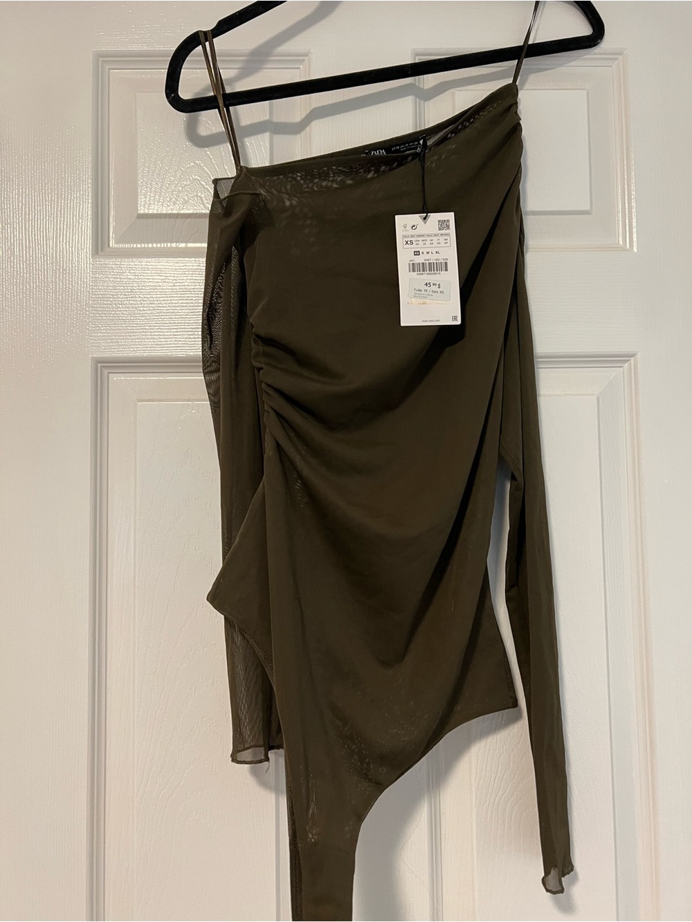 Zara Olive Off The Shoulder Bodysuit